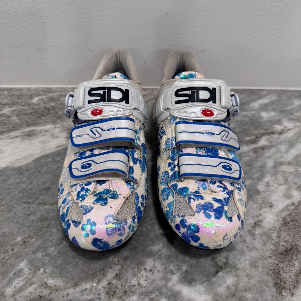 Sidi Genius 5 Pro Carbon Womens 41 Road Cycling Shoes Rare Blue Flower Floral